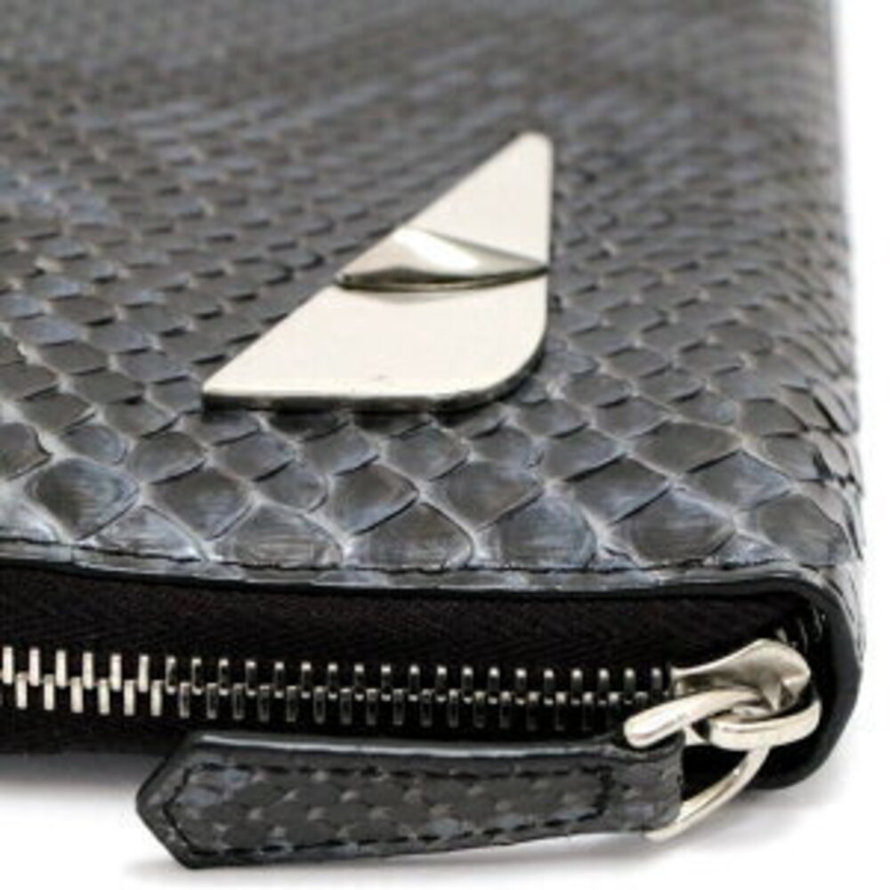 Fendi Monster Round Zip Wallet blue python leather - image 3